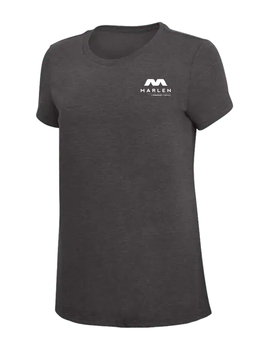 Womens Simply Soft Heather Charcoal 4.5oz  Poly/Combed Ring Spun Cotton T-Shirt w/Marlen Logo