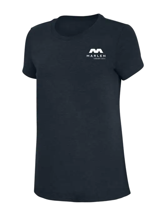 Womens Simply Soft Navy 4.5oz Poly/Combed Ring Spun Cotton T-Shirt w/Marlen Logo