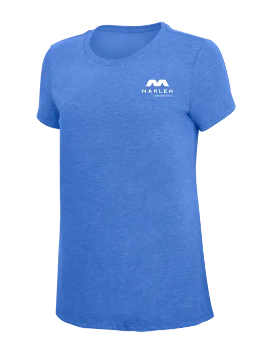 Womens Simply Soft Royal Frost 4.5oz  Poly/Combed Ring Spun Cotton T-Shirt w/Marlen Logo