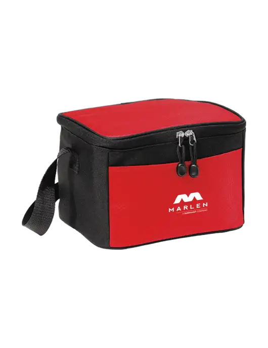 6 Can Red/Black Cube Cooler  w/Marlen Logo